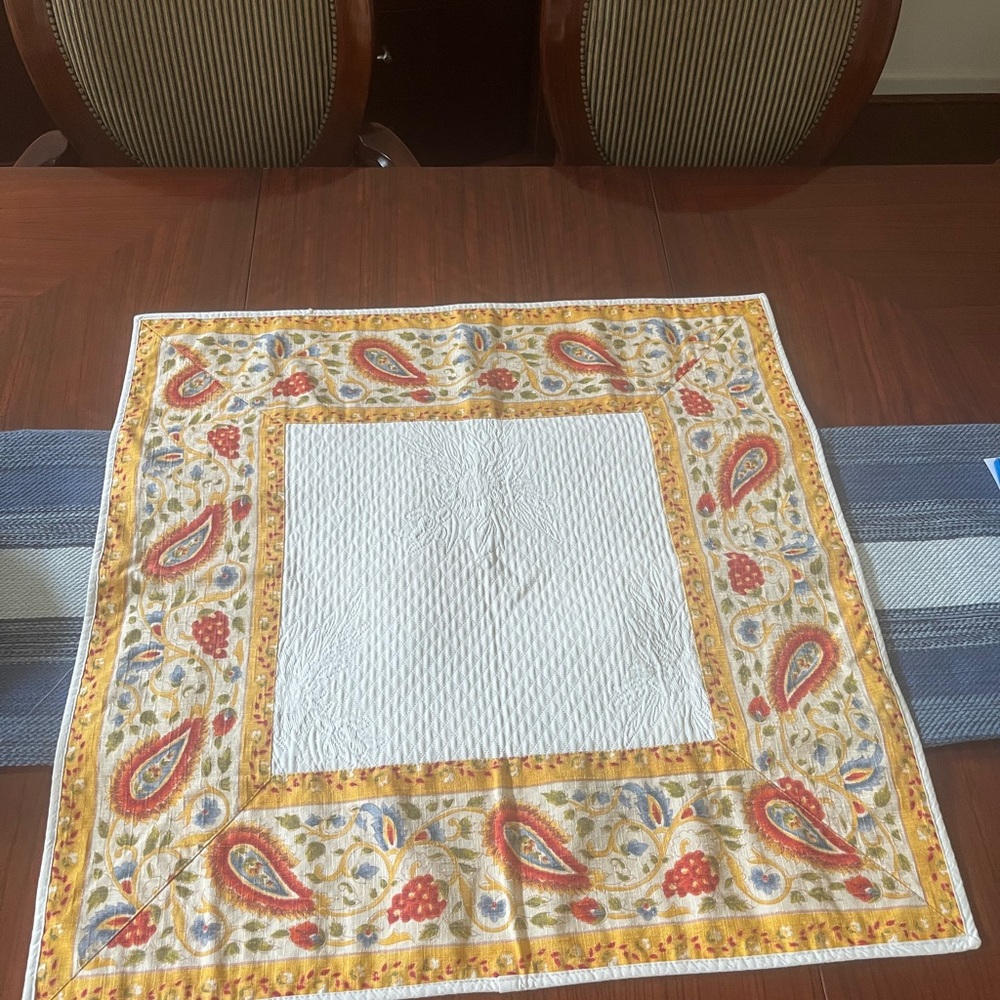 Vintage French Floral Paisley decorative square runner